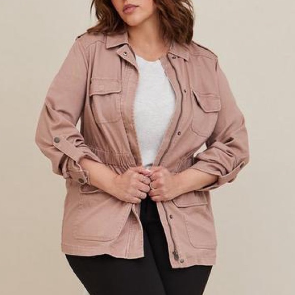 NWOT Torrid Essential Twill Anorak Utility Chore Jacket Pink Clay - Picture 7 of 16